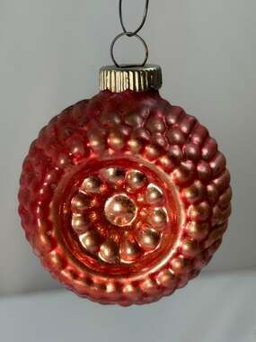 Vintage Shiny Brite Pink Bumpy Embossed Glass Christmas Ornament USA 2.25"